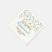 Turquoise Gold Confetti Happy Retirement Serviette (Ecke)