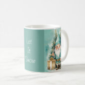 Turquoise & Gold Cozy Christmas Gnome Kaffeetasse (VorderseiteRechts)