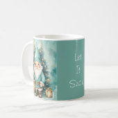 Turquoise & Gold Cozy Christmas Gnome Kaffeetasse (Vorderseite Links)