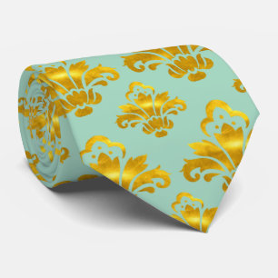 Turquoise Gold Damask Muster Krawatte