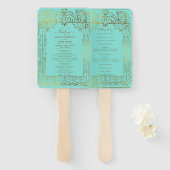 Turquoise Gold Deko Chic Glam Wedding Program Fächer (Vorne und Hinten)