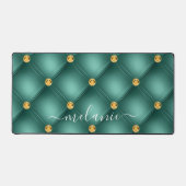 Turquoise Gold Diamond Tufted Individuelle Name Schreibtischunterlage (Vorderseite)