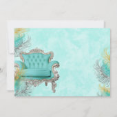 Turquoise Gold Fether Baby Dusche Einladung (Rückseite)