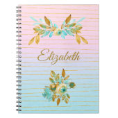 Turquoise & Gold Floral Personalized Notebook Notizblock (Vorderseite)