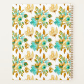 Turquoise & Gold Floral Personalized Planer (Rückseite)