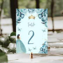 Turquoise Gold Floral Princess Quinceañera