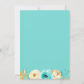 Turquoise Gold Floral Romance Engagement Party Einladung (Rückseite)