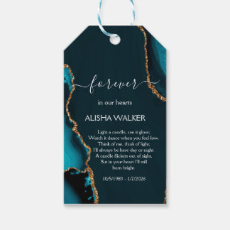 Turquoise & Gold Funeral Memorial Gift Tags Geschenkanhänger