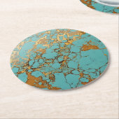 Turquoise Gold Gem Muster Runder Pappuntersetzer (Angewinkelt)
