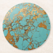 Turquoise Gold Gem Muster Runder Pappuntersetzer (Vorderseite)