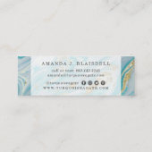 Turquoise & Gold Geode Marble Swirl Social Media Mini Visitenkarte (Rückseite)