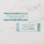 Turquoise & Gold Geode Marble Swirl Social Media Mini Visitenkarte (Vorne/Hinten)
