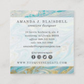 Turquoise & Gold Geode Marble Swirl Social Media Quadratische Visitenkarte (Rückseite)