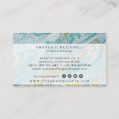 Turquoise & Gold Geode Marble Swirl Social Media Visitenkarte (Rückseite)