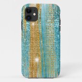 Turquoise Gold Glitzer Elegante Girly Case-Mate iPhone Hülle (Rückseite)