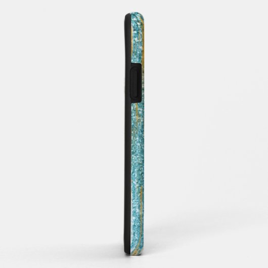Turquoise Gold Glitzer Elegante Girly Case-Mate iPhone Hülle (Hinten/Rechts)