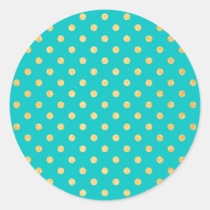 Turquoise Gold Glitzer Polka Dots Muster Runder Aufkleber