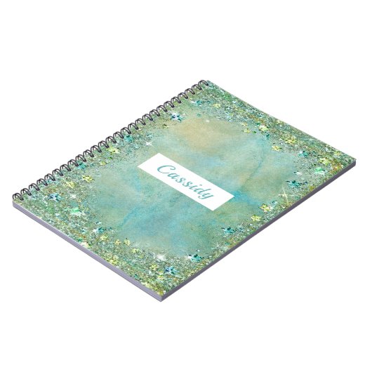 Turquoise Gold Glitzer Sparkone Notizblock (Linke Seite)
