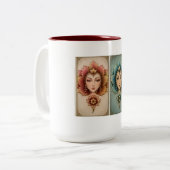 Turquoise & Gold Gol Banoo – Persian Floral Lady A Zweifarbige Tasse (Vorderseite Links)