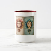Turquoise & Gold Gol Banoo – Persian Floral Lady A Zweifarbige Tasse (Mittel)