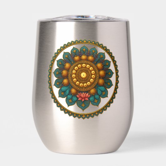 Turquoise Gold Lotus Mandala -Boho Fantasy Graphic (Vorderseite)