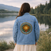 Turquoise Gold Lotus Mandala -Boho Fantasy Graphic Jeansjacke