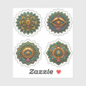 Turquoise Gold Lotus Mandala - Fantasy Graphic 4pc Aufkleber (Blatt)