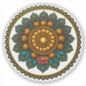 Turquoise Gold Lotus Mandala - Fantasy Graphic Art Aufkleber (Vorderseite)
