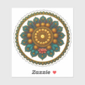 Turquoise Gold Lotus Mandala - Fantasy Graphic Art Aufkleber (Blatt)