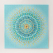 Turquoise Gold Mandala Geometrisches Muster Puzzle (Horizontal)