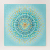 Turquoise Gold Mandala Geometrisches Muster Puzzle (Vertikal)