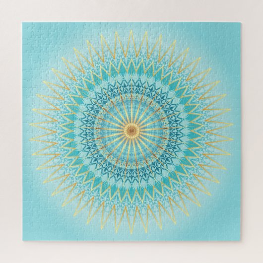 Turquoise Gold Mandala Geometrisches Muster Puzzle (Vertikal)