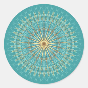 Turquoise Gold Mandala Muster Runder Aufkleber