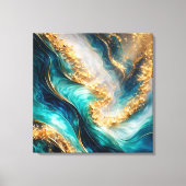 Turquoise & Gold Marble Swirls Canvas Print Leinwanddruck (Vorderseite)