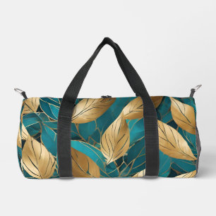 Turquoise Gold Modern Boho Blätter Collection Duffle Bag