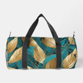 Turquoise Gold Modern Boho Blätter Collection Duffle Bag (Rückseite)