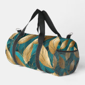 Turquoise Gold Modern Boho Blätter Collection Duffle Bag (Rechte Ecke)