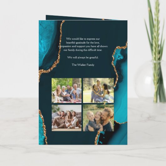 Turquoise & Gold Order of Service Folded Program Programm (Rückseite)