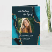 Turquoise & Gold Order of Service Folded Program Programm (Vorderseite)