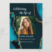 Turquoise & Gold Order of Service Program Programm (Vorderseite)