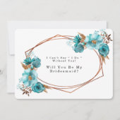 Turquoise Gold Peony werden Sie meine Bridesmaid Einladung (Vorderseite)
