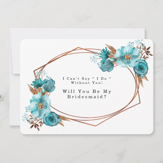 Turquoise Gold Peony werden Sie meine Bridesmaid Einladung (Vorderseite)