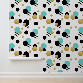Turquoise Gold Polka Dot Tapete