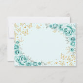 Turquoise Gold Quinceanera Reply RSVP Karte (Rückseite)