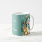 Turquoise & Gold Snowman with Christmas Tree Kaffeetasse (VorderseiteRechts)