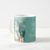 Turquoise & Gold Snowman with Christmas Tree Kaffeetasse (Vorderseite Links)