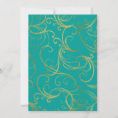Turquoise Gold Swirl Überraschung Ruhestand einlad Einladung (Rückseite)