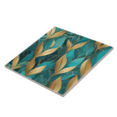 Turquoise Gold Trendy Boho Blätter Collection Fliese (Seite)