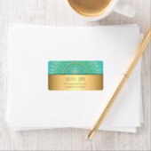 Turquoise Gold Turtle Animal Tribal Adressaufkleber (Insitu)