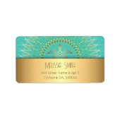 Turquoise Gold Turtle Animal Tribal Adressaufkleber (Vorne)